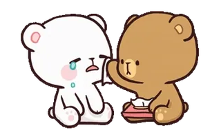 🥲 หมี, ร้องไห้, เศร้า, ปลอบใจ, น่ารัก, การ์ตูน, มิตรภาพ telegram sticker