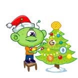 🎄 Weihnachten, Baum, Dekoration, Münze, Weihnachtsmann, Cartoon telegram sticker