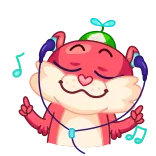 🎶 animal, desenho animado, fones de ouvido, música, fofo, kawaii whatsapp sticker