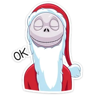 ☺️ Jack Skellington The Nightmare Before Christmas OK Jack Skellington, Père Noël, Noël, L'étrange Noël de Monsieur Jack, OK, Dessin animé telegram sticker