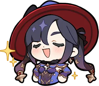 😄 Mona Genshin Impact 애니메이션, 비디오 게임, 귀여운, 원신, 모나, 스티커 telegram sticker