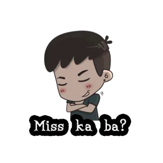 😄 Miss ka ba? desenho animado, menino, pergunta, desaparecido, tagalo whatsapp sticker