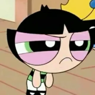 🎀 Buttercup The Powerpuff Girls Kartun, Gadis, Hijau, Lelah, Tidak terkesan telegram sticker