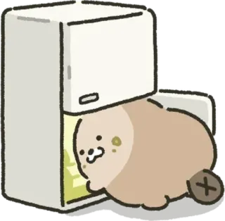 😂 animale, foca, frigorifero, carino, cartone animato, cibo, stravagante telegram sticker