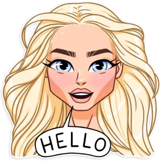 👋 HELLO mujer, rubia, hola, saludo, dibujo animado telegram sticker