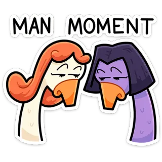 ⭐ MAN MOMENT gans, frau, mädchen, cartoon, vögel, meme telegram sticker