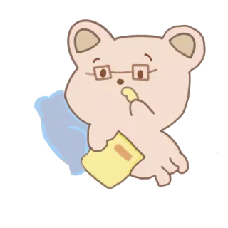 😗 bear, cartoon, snack, cute, glasses, eating telegram sticker