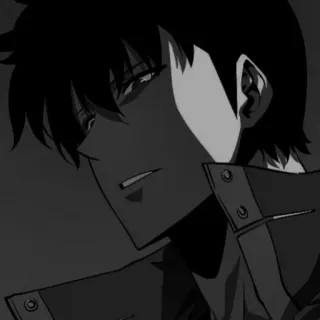 ⚓️ anime, manga, man, character, serious, black and white, monochrome telegram sticker