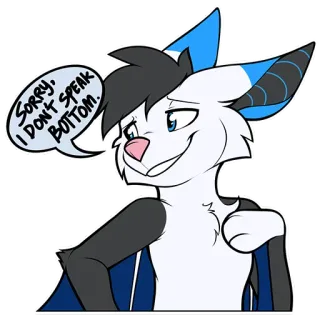 👑 SORRY, I DON'T SPEAK BOTTOM. Furry, Animale, Cartone animato, Offensivo, Slang telegram sticker