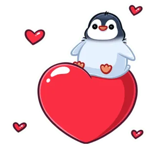 ❤️ pinguin, herz, liebe, süß, cartoon, aufkleber telegram sticker