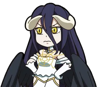 😕 Albedo Overlord anime, manga, fantasy, dark fantasy, isekai, chibi, demon telegram sticker