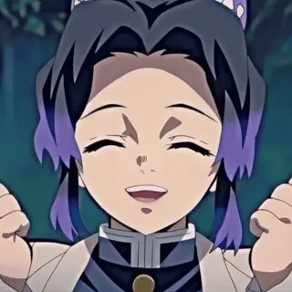 💜 Shinobu Kocho Demon Slayer Anime, Demon Slayer, Shinobu Kocho, Dessin animé, Personnage, Mignon, Souriant whatsapp sticker