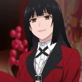 ☕️ Anime, Desenho animado, Mulher, Vermelho, Jaqueta, Cabelo preto telegram sticker