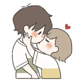 🌟 couple, amour, dessin animé, romance, affection, baiser telegram sticker