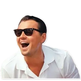 😎 Leonardo DiCaprio actor, celebrity, laughing, sunglasses, happy telegram sticker