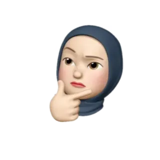 🤔 женщина, хиджаб, думает, эмодзи, человек, мусульманин whatsapp sticker