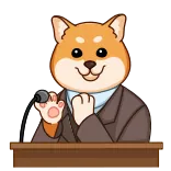 👏 dog, shiba inu, politician, suit, microphone whatsapp sticker