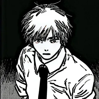 ⚙️ Denji Chainsaw Man Denji, Chainsaw Man, animé, manga, personnage, illustration, noir et blanc telegram sticker