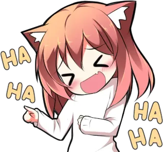 😆 HA Anime, Chibi, Orelhas de gato, Rindo, Desenho animado telegram sticker