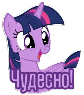 😃 Twilight Sparkle My Little Pony Чудесно! my little pony, twilight sparkle, cartoon, sticker, pony, süß telegram sticker
