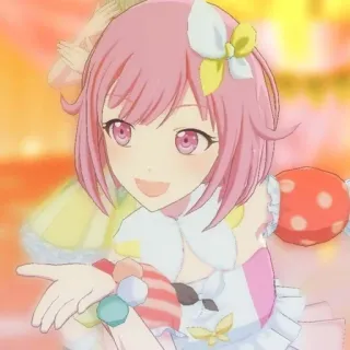 😃 anime, cartoon, pink hair, cute, smile whatsapp sticker