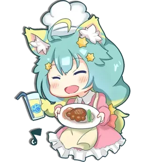 🍛 kawaii, anime, chibi, carino, chef, cibo, bevanda, arte telegram sticker