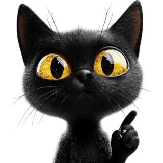 ☝️ kot, czarny kot, zwierzę, słodki, kreskówka, kociak, zwierzak whatsapp sticker