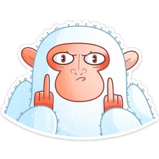🖕 Йети, Монстр, Средний палец, Оскорбительный жест, Мультфильм telegram sticker