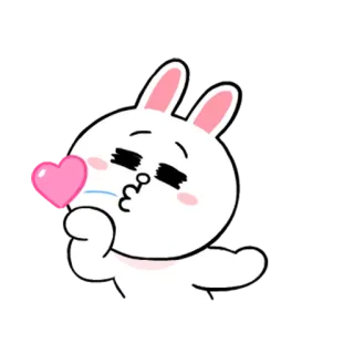 😘 conejo, lindo, corazón, beso, amor, dibujos animados, animal whatsapp sticker