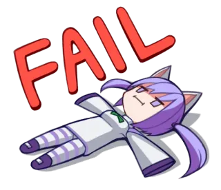 😵 FAIL Gagal, Kartun, Anime, Rambut ungu, Telinga kucing, Kelelahan, Kalah telegram sticker