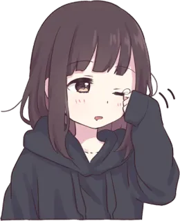 😪 animé, fille, pleurs, kawaii, triste whatsapp sticker
