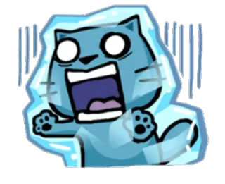 ❄ Katze, gefroren, verängstigt, schockiert, Cartoon, Tier telegram sticker