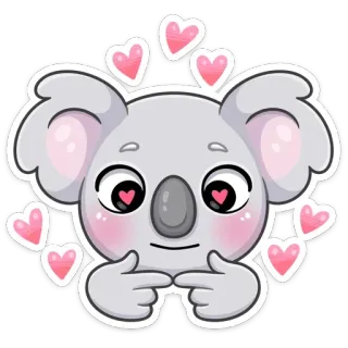 ❤️ коала, милый, сердечки, застенчивый, очаровательный, животное, мультяшный telegram sticker