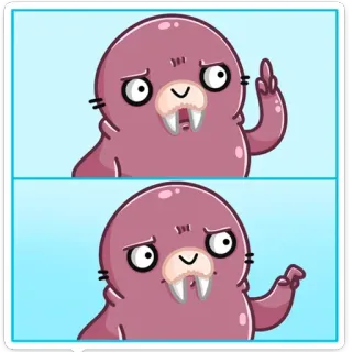 😖 morse, dessin animé, animal, geste, doigt d'honneur, offensant telegram sticker