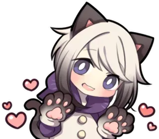 😀 Anime, Neko, Kawaii, Mignon, Cœur, Dessin animé whatsapp sticker