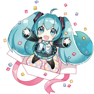 🎉 Hatsune Miku อนิเมะ, จิบิ, โวคาลอยด์, น่ารัก, คาวาอี้, ฮัตสึเนะ มิกุ telegram sticker