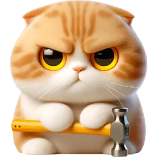 🔨 mèo, búa, tức giận, phim hoạt hình, động vật, mèo con, dễ thương telegram sticker