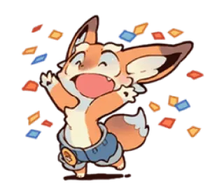🎉 狐狸, 动物, 可爱, 卡通, 插图, 庆祝 telegram sticker