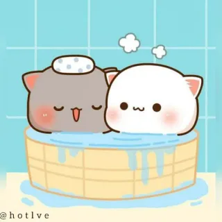 💦 @hotlve cats, cute, kawaii, bath, animals, illustration telegram sticker