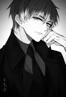 🌟 anime, manga, character, portrait, man, black and white telegram sticker