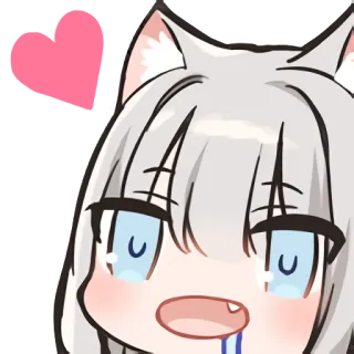 😍 Аниме, Мультфильм, Милый, Каваи, Девушка-кошка, Сердце telegram sticker