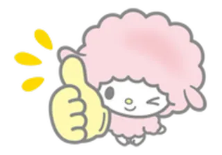 👍 fofo, desenho animado, polegar para cima, kawaii, ovelha, rosa telegram sticker