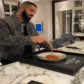 💡 Drake Drake, rapper, spaghetti, cibo, musica, celebrità telegram sticker