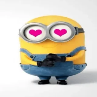 😍 Minion Minion, Ich Einfach Unverbesserlich, Cartoon, Figur, lustig, süß, Herzaugen, gelb telegram sticker