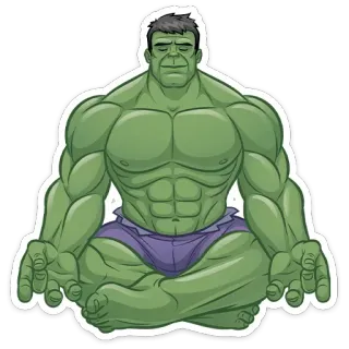 🧘‍♂️ Hulk Hulk, Marvel, Super-herói, Meditação, Verde telegram sticker