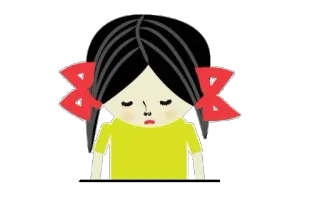 😔 sedih, gadis, pita, ilustrasi, kartun, anime telegram sticker