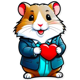 😍 criceto, cuore, amore, carino, animale, sticker, cartone animato telegram sticker