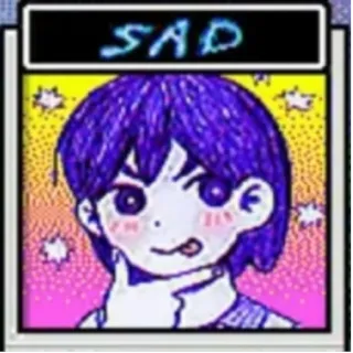 😋 SAD เศร้า, ผมสีม่วง, น่ารัก, การ์ตูน, งานศิลปะ telegram sticker