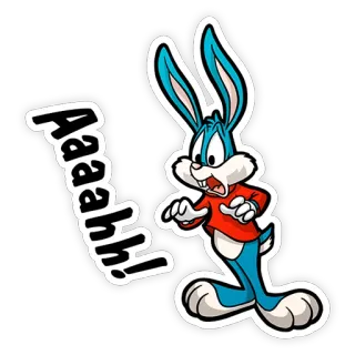 😲 Aaaah! Dessin animé, Lapin, Lapin, Effrayé, Expression, Exclamation telegram sticker