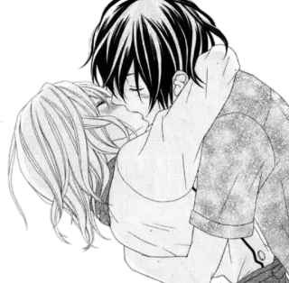 ❤ kiss, romance, anime, manga, couple, love, affection telegram sticker